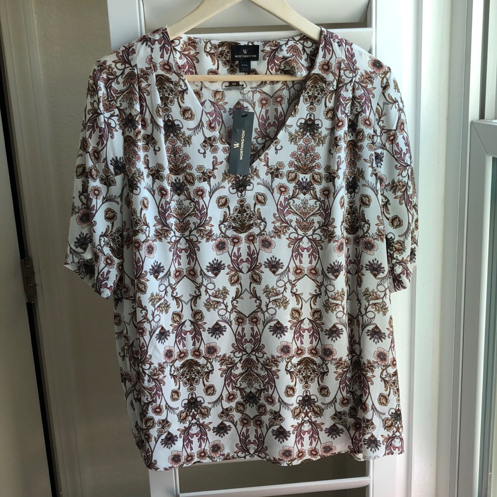 Worthington Floral Print Blouse NWT